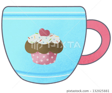 Cute Pastel Mug with Cupcake Design 132025881
