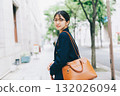 A young lady walking in the city 132026094