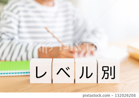 小學男孩按級別用積木學習 132026208