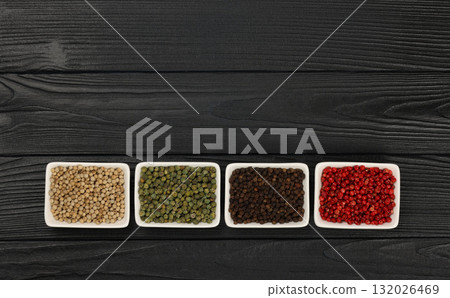 Bowls of assorted peppercorns Bowls of assorted peppercorns 132026469