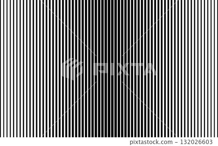 Striped halftone gradation texture. Gradient Transition Lattice. Fading vertical line background. Black parallel parallel thin to thick lines pattern. Vector Geometric optical illusion effect. Not AI 132026603