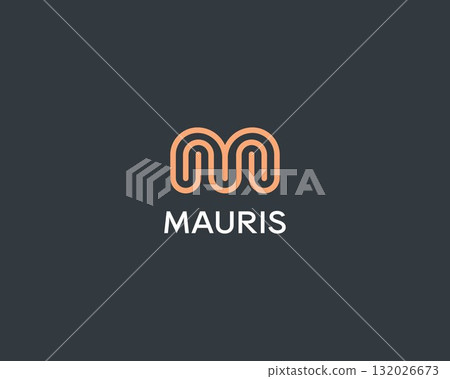 Abstract letter M linear logo. Beauty salon jewelry boutique premium logotype. Luxury vector monogram. Abstract letter M linear logo. Beauty salon jewelry boutique premium logotype. Luxury vector monogram. 132026673