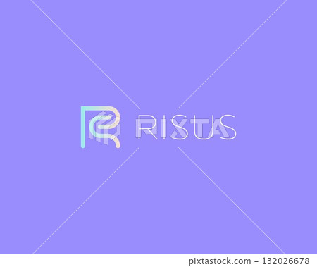 Graceful letter P linear logotype. Minimalist gradient waves vector logo template. Elegant vector monogram. 132026678