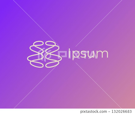 Abstract waves logo. Creative brain iq intelligence vector logotype. Abstract waves logo. Creative brain iq intelligence vector logotype. 132026683