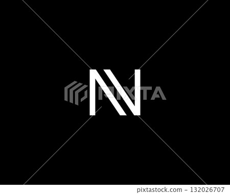 A letter N black and white logo. Dynamic monogram linear logotype. Flat vector logo template. A letter N black and white logo. Dynamic monogram linear logotype. Flat vector logo template. 132026707