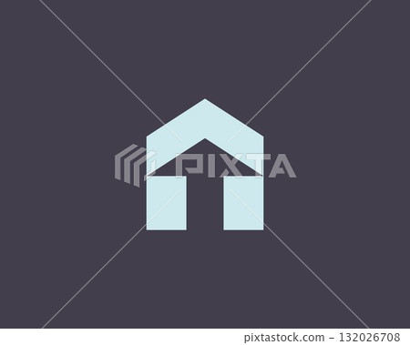 Abstract arrow house logo. Home house building vector logotype. Real estate construction geometric sign. Abstract arrow house logo. Home house building vector logotype. Real estate construction geometric sign. 132026708