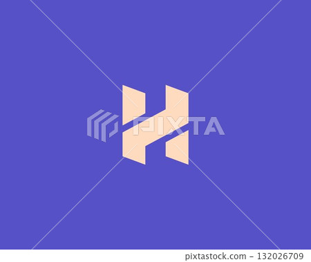 Abstract letter H logo from geometric shapes. Minimalist logo template. Universal vector monogram. Abstract letter H logo from geometric shapes. Minimalist logo template. Universal vector monogram. 132026709
