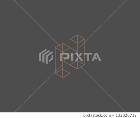 Abstract letter H logotype isometric style. Creative flat vector monogram. Universal construction architecture bureau logo concept. 132026712