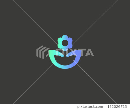 Abstract flower in hands logo. Creative gardening vector sign. Universal plant garden florist icon. 132026713