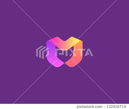 Creative letter M bright gradient logo. Creative flat monogram. Alphabet vector symbol mark. 132026714