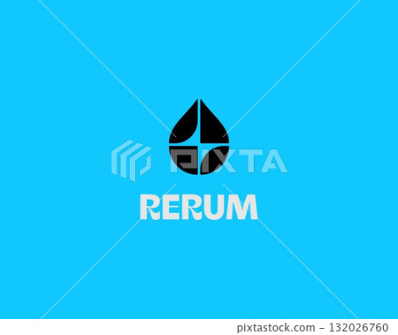 Abstract logo of drop and star inside. Flash light vector symbol. Water liquid sign. Abstract logo of drop and star inside. Flash light vector symbol. Water liquid sign. 132026760