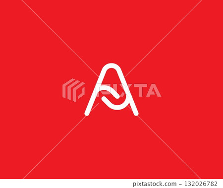 Letter A with wave linear logo. Creative minimalistic logotype. Alphabet vector symbol mark. 132026782