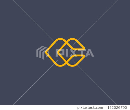 Abstract letter C modern logotype. Creative minimalist continuous line monogram vector logo. 132026790