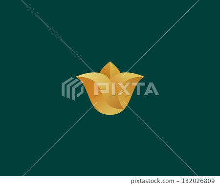 Elegant flower logo. Beauty salon cosmetics spa premium logotype. Creative resort orangery jewelry boutique vector sign. 132026809