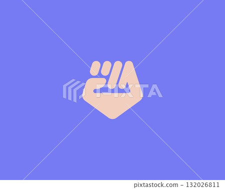 Abstract fist minimalist logo. Universal protest revolution riot symbol. Creative power independence vector sign. 132026811