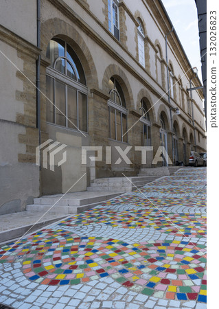 Colorful mosaic pathway in Mont de Marsan showcases local art and culture Colorful mosaic pathway in Mont de Marsan showcases local art and culture 132026823