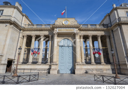 Paris, France - 04 18 2025: View of the National Assembly from Place du Palais Bourbon 132027004