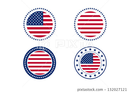 Patriotic USA Flag Designs with Star Border. 132027121