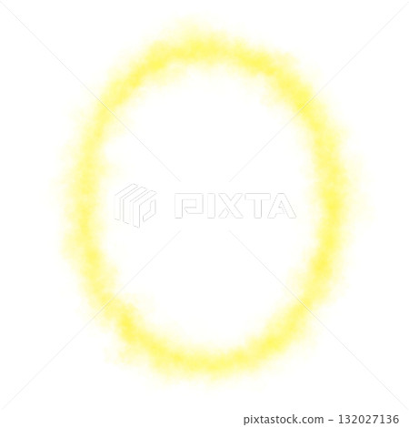 Yellow smoky glowing oval shape with misty edges, frame on transparent background for mystical abstract or fantasy visuals 132027136