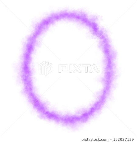 Violet smoky glowing oval shape with misty edges, frame on transparent background for mystical abstract or fantasy visuals 132027139
