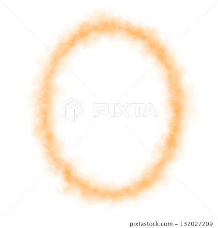 Orange smoky glowing oval shape with misty edges, frame on transparent background for mystical abstract or fantasy visuals 132027209