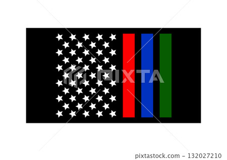 Patriotic Support Flag with First Responders Colors. Patriotic Support Flag with First Responders Colors. 132027210