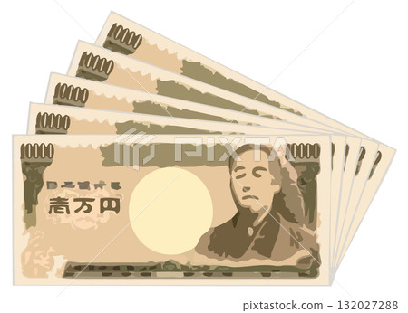 Illustration of a fan-shaped 10,000 yen bill Illustration of a fan-shaped 10,000 yen bill 132027288