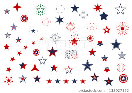 Patriotic Star and Patriotic USA Flag Designs with Star Border Graphics Collection. 132027352