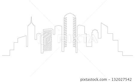 city one line drawing 132027542