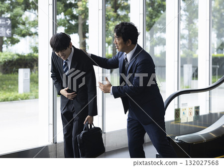 Businessman with poor physical condition Businessman with poor physical condition 132027568