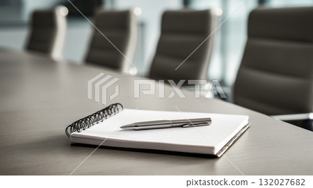 會議桌上有筆記本和筆的業務準備概念 132027682