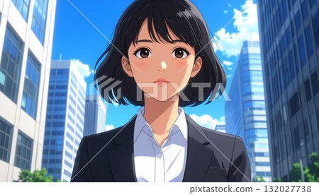AI-generated image of a young Japanese woman looking to the future 132027738