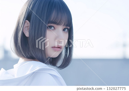 Beautiful woman with medium hair Beautiful woman with medium hair 132027775