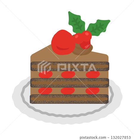 帶有聖誕冬青插圖的巧克力蛋糕 帶有聖誕冬青插圖的巧克力蛋糕 132027853