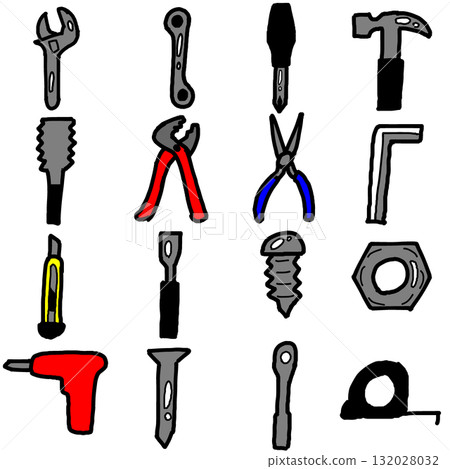 Illustration set of various tools 132028032