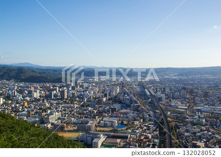 Fukushima cityscape seen from a hill Fukushima cityscape seen from a hill 132028052