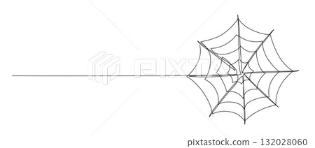 Spider web one continuous line illustration. Hand drawn vector sketch isolated on white background. Spider web one continuous line illustration. Hand drawn vector sketch isolated on white background. 132028060