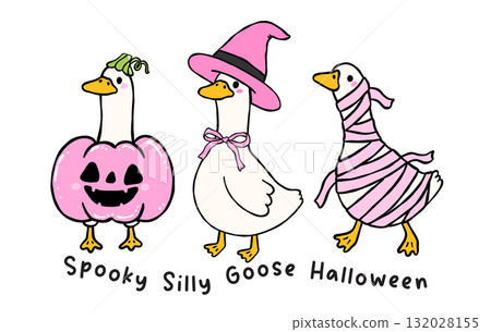 Cute Spooky Silly Goose Halloween Trick or Treat Hand Drawn Cartoon Banner Cute Spooky Silly Goose Halloween Trick or Treat Hand Drawn Cartoon Banner 132028155