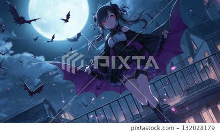 月圓之夜微笑的吸血鬼少女－展翅飛舞的夢幻瞬間 132028179