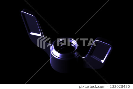 Futuristic Glossy Blue Hex Nut, Bolt and Wing Nut on Black Futuristic Glossy Blue Hex Nut, Bolt and Wing Nut on Black 132028420