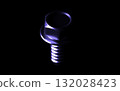 Futuristic Glossy Blue Hex Nut, Bolt and Wing Nut on Black 132028423