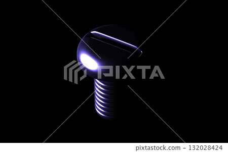 Futuristic Glossy Blue Hex Nut, Bolt and Wing Nut on Black 132028424