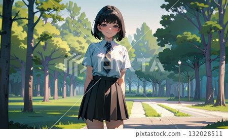 公園裡的高中女孩 132028511