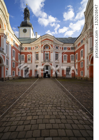 Broumov Monastery courtyard showing baroque architecture in Czechia 132028647
