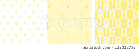 Straight yellow wheat ears pattern set 132028782