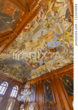 Baroque fresco ceiling painting in Jaromerice nad Rokytnou Castle Baroque fresco ceiling painting in Jaromerice nad Rokytnou Castle 132028864