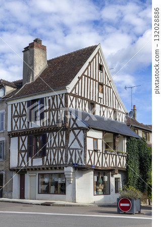 Half timbered medieval house architecture in French town Half timbered medieval house architecture in French town 132028886