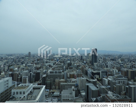 大阪京瓷巨蛋和大阪市的鳥瞰圖 132028911