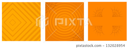 Orange Halloween geometric background collection. happy Halloween poster, social media post layout, quiz backdrop, square banner design template set 132028954