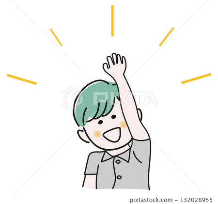 Boy raising hand 132028955
